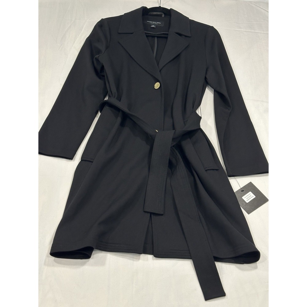 Marc New York Woman's Medium Black Belted Trench Coat Peacoat Jacket M3MJO345